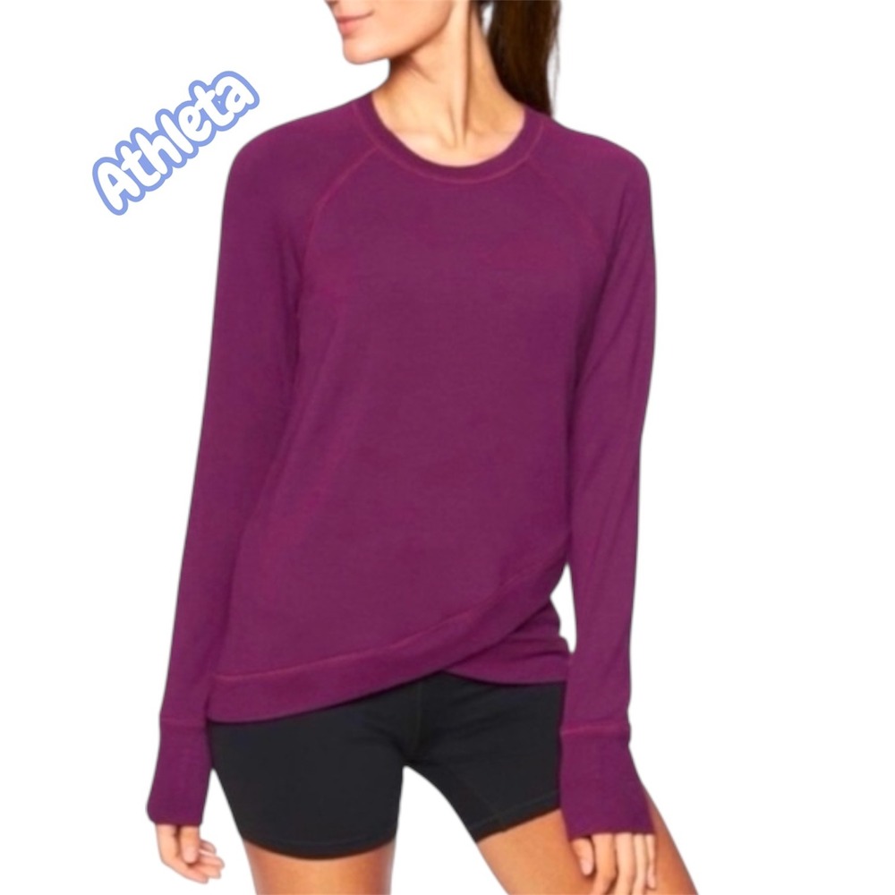 Athleta Purple Tulip Hem Crewneck Sweatshirt Womens Size LT Large Tall Raglan